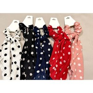 Polka Dot Hair Scrunchies Set